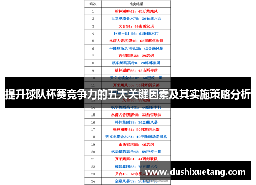 提升球队杯赛竞争力的五大关键因素及其实施策略分析